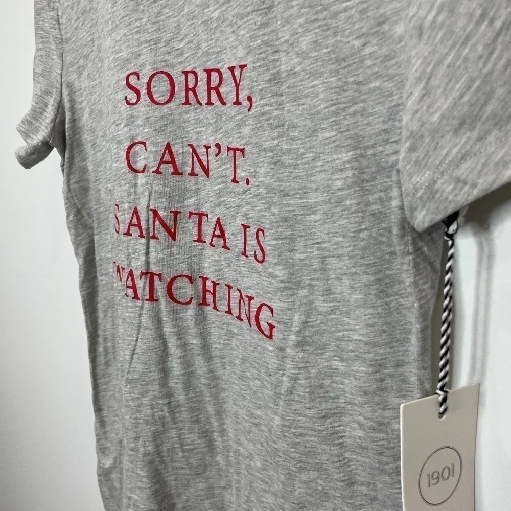 1901 Sorry cant, Santa is watching Gray Tee